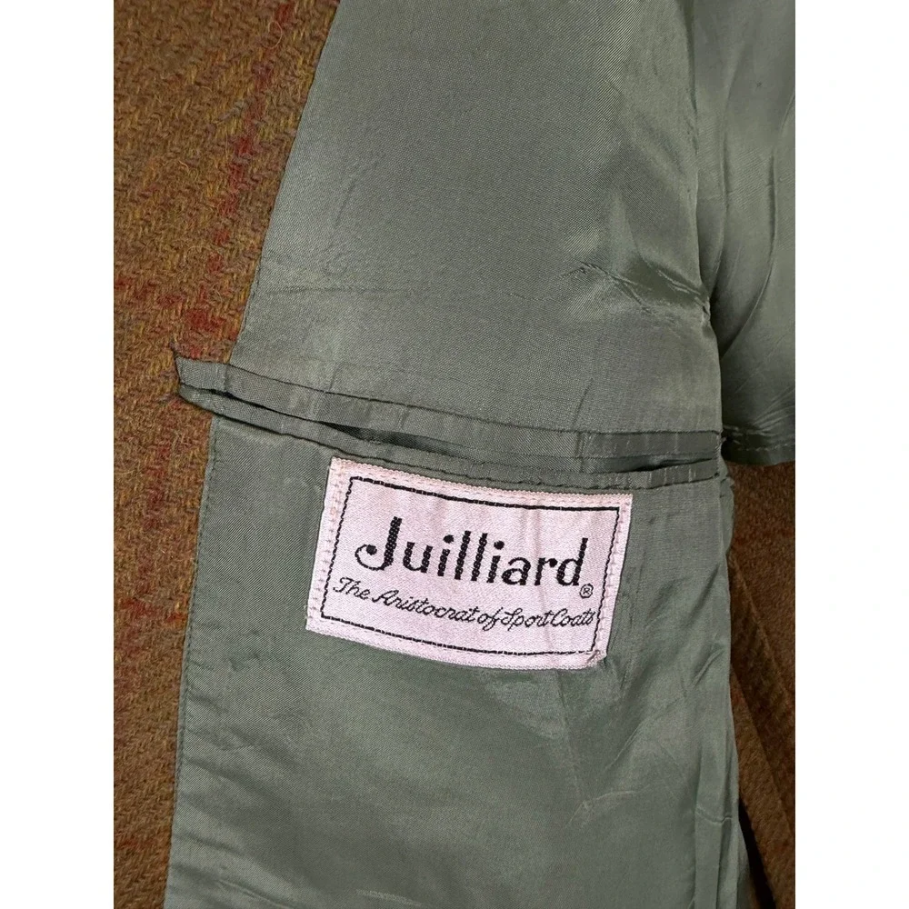 Vintage Juilliard‎ Mens Wool Tweed Sport Coat Yellow Windowpane Blazer 50s 60s